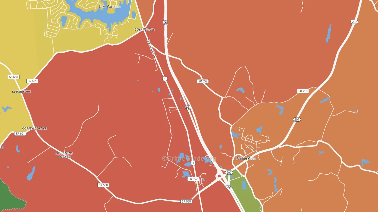 Golansville, VA Map of Assault Rates
