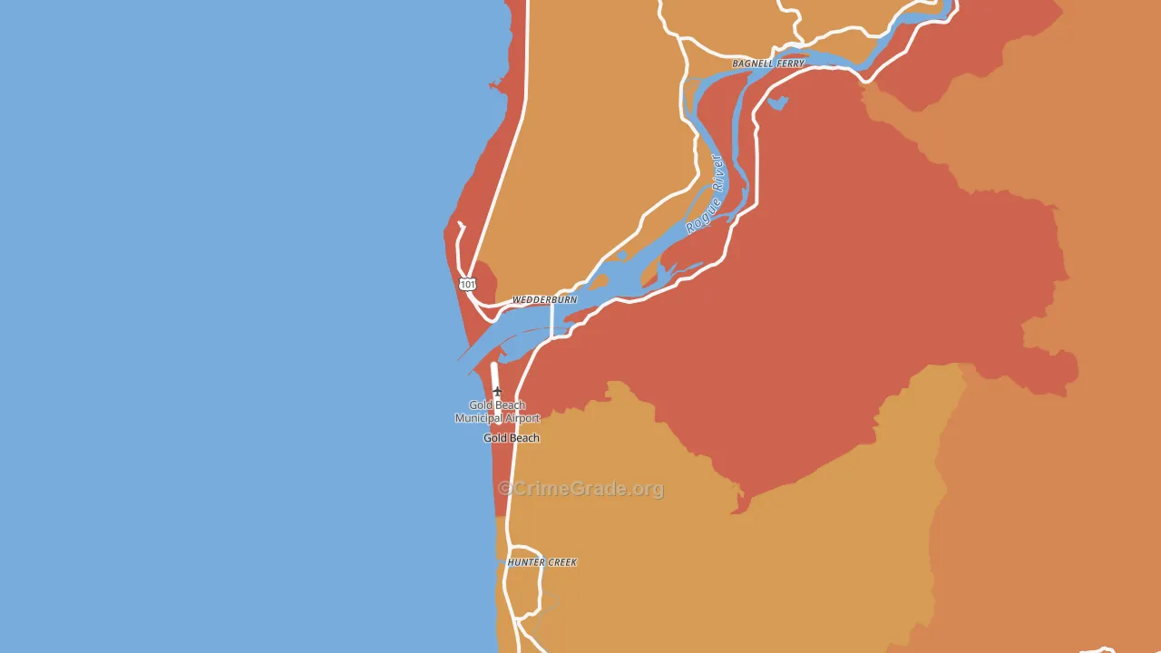 Gold Beach, OR Map of Assault Rates