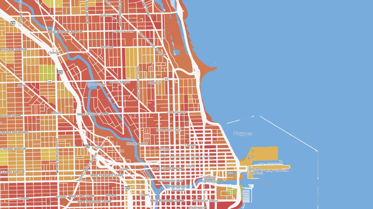 Gold Coast, Chicago, IL Map of Assault Rates