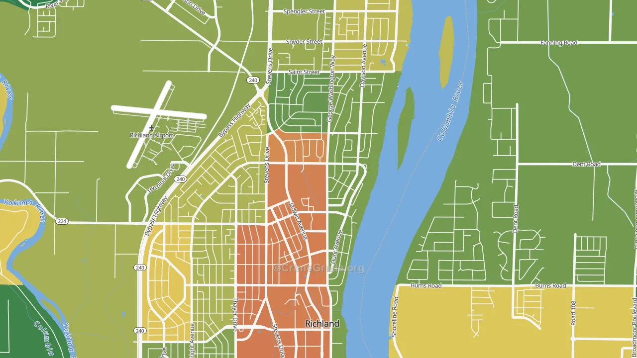 Gold Coast, Richland, WA Map of Assault Rates