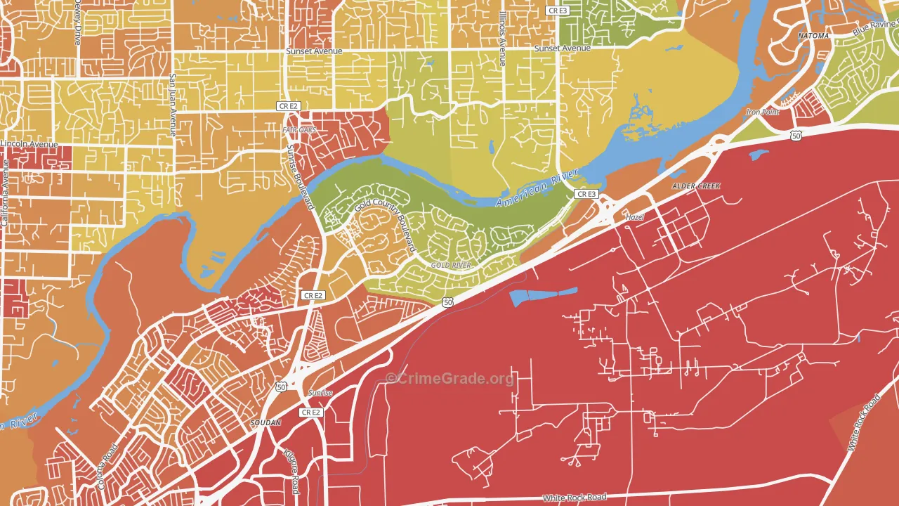 Gold River, CA Map of Assault Rates