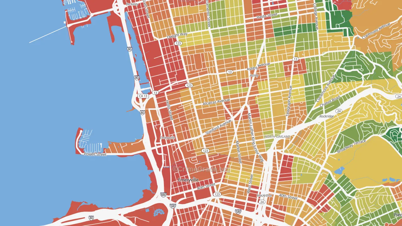 Golden Gate, Emeryville, CA Map of Assault Rates