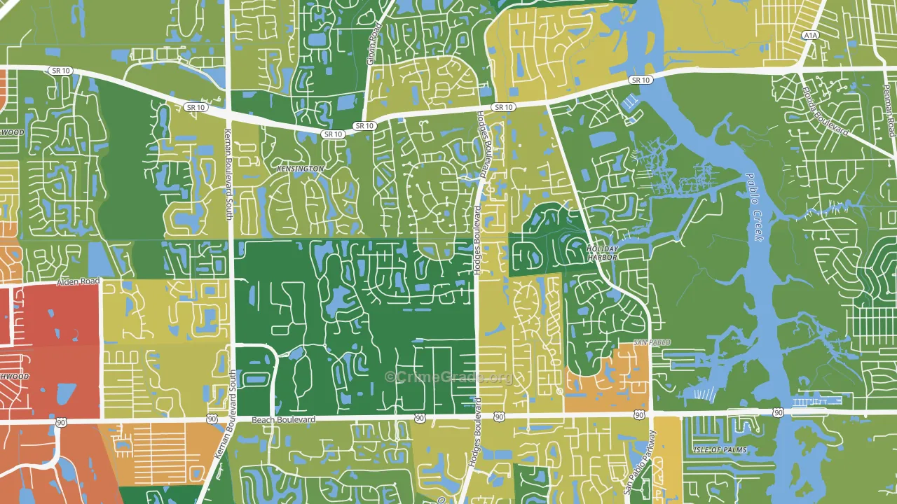 Golden Glades-The Woods, Jacksonville, FL Map of Assault Rates