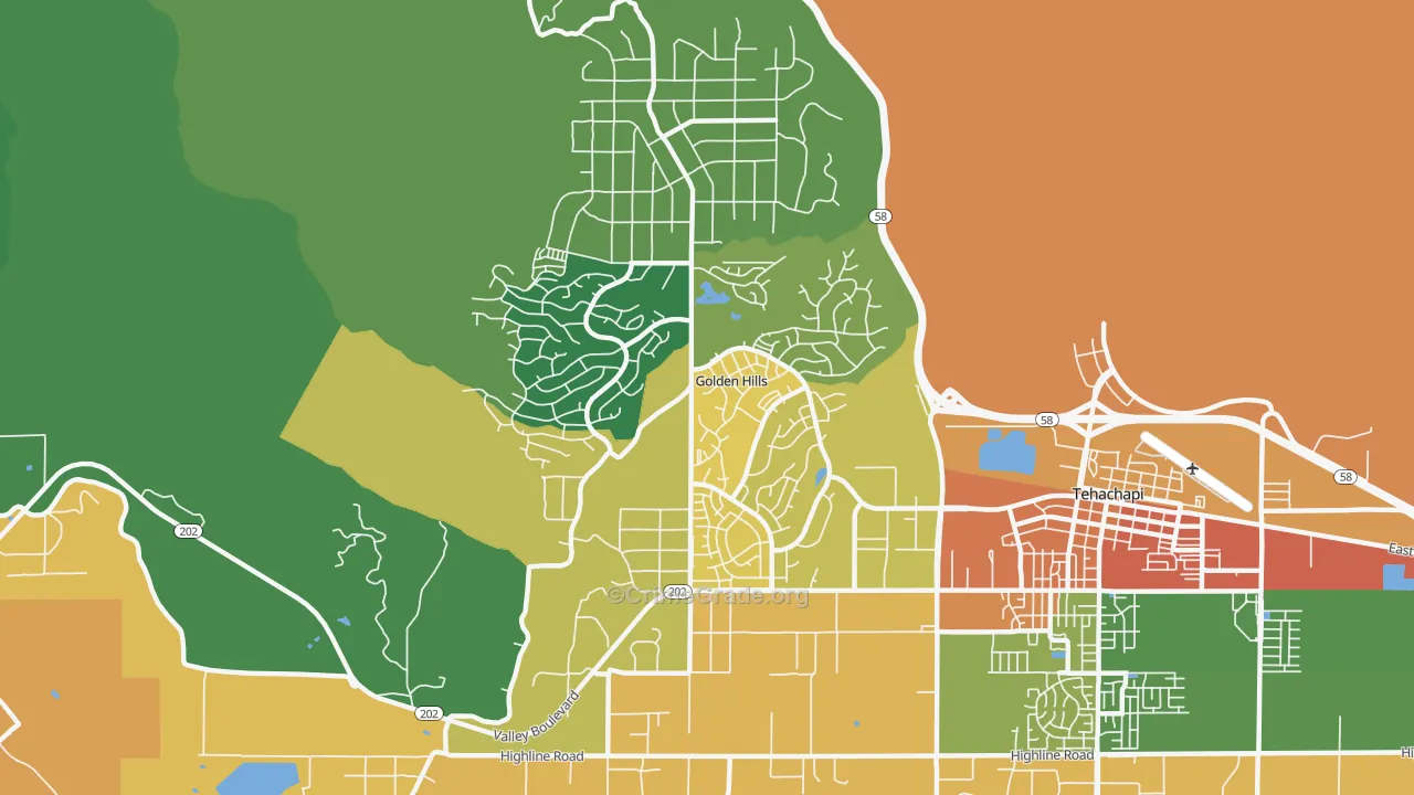 Golden Hills, CA Map of Assault Rates