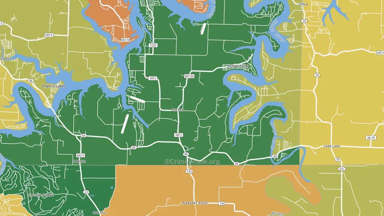 Golden, MO Map of Assault Rates