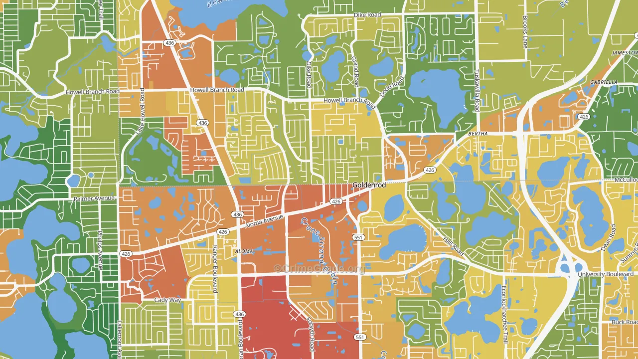 Goldenrod, FL Map of Assault Rates