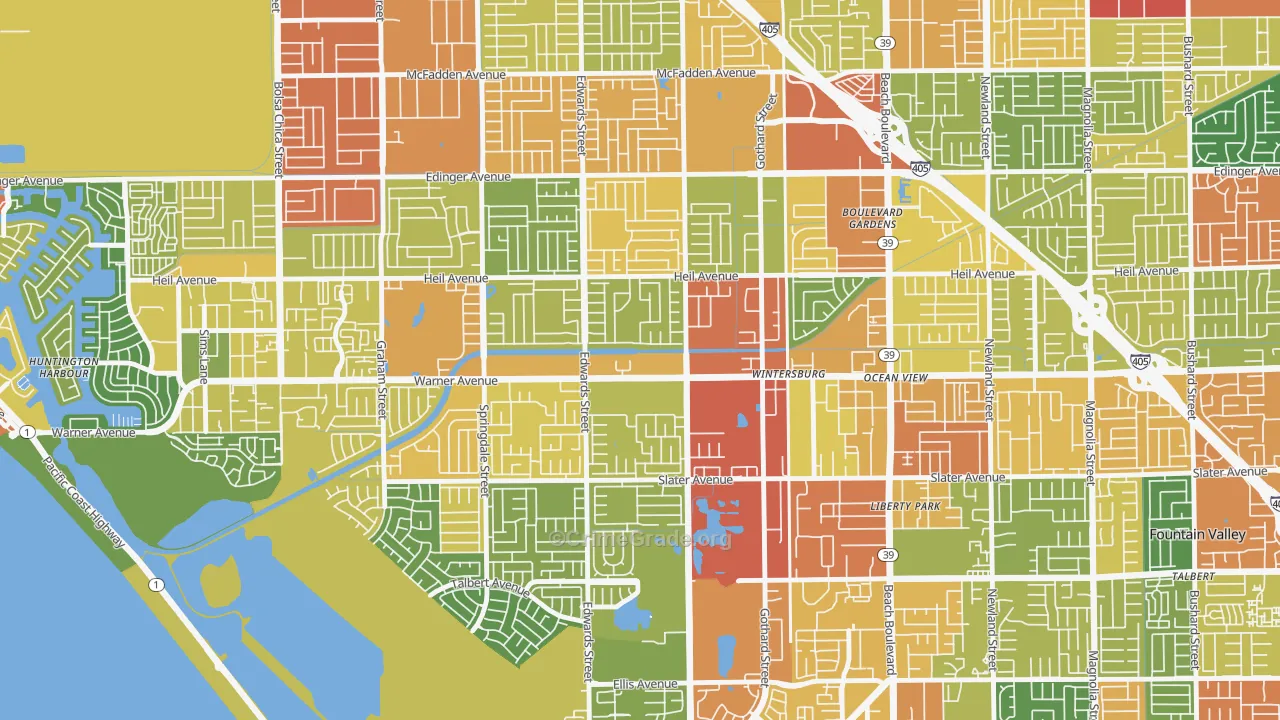 Goldenwest, Huntington Beach, CA Map of Assault Rates