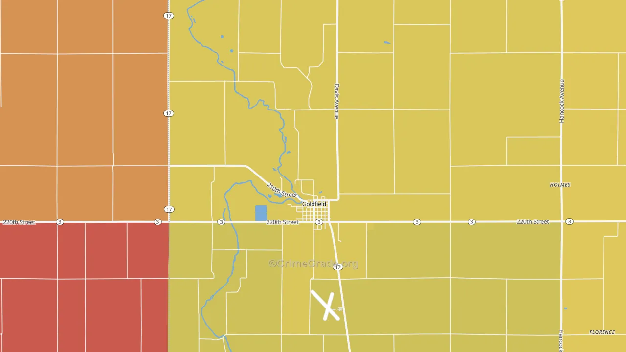 Goldfield, IA Map of Assault Rates