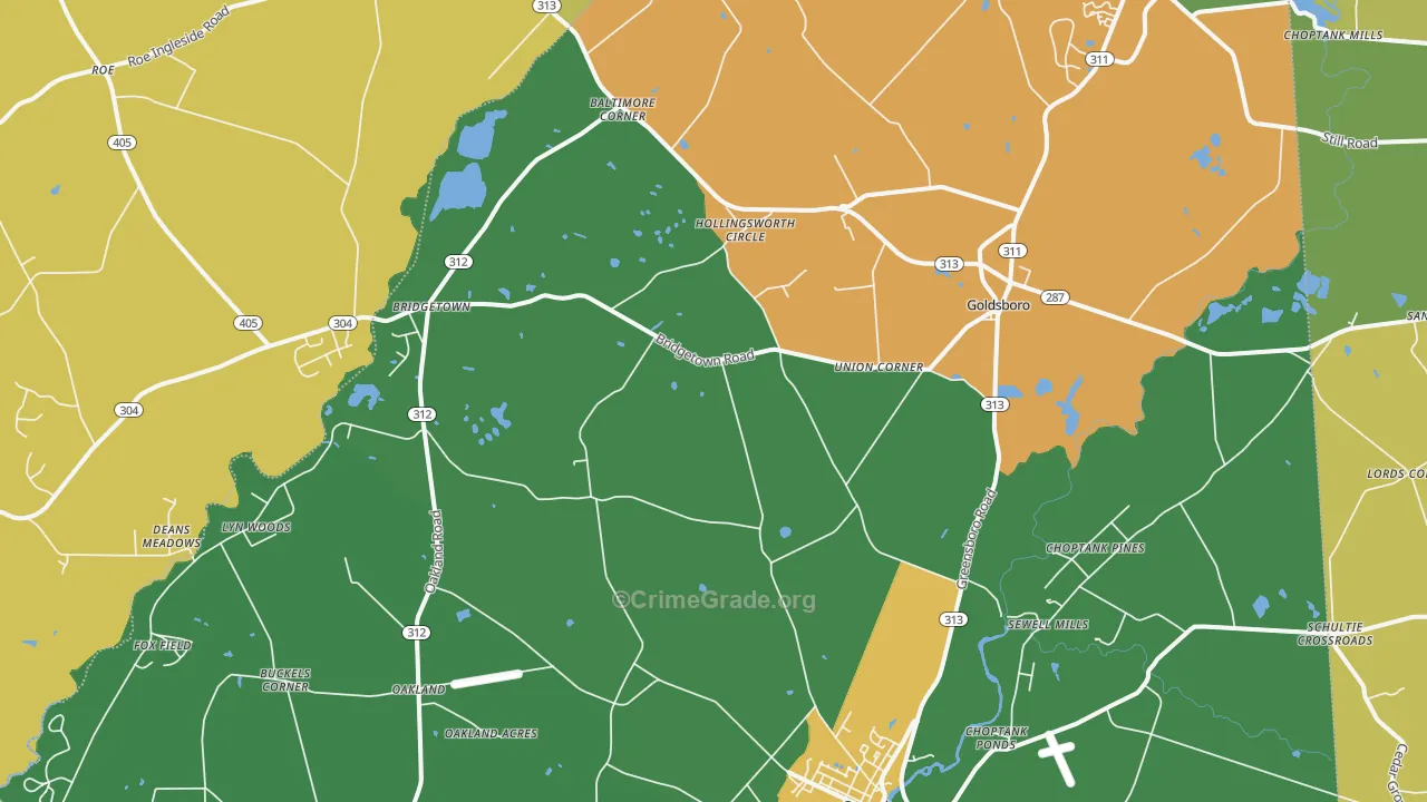 Goldsboro, MD Map of Assault Rates