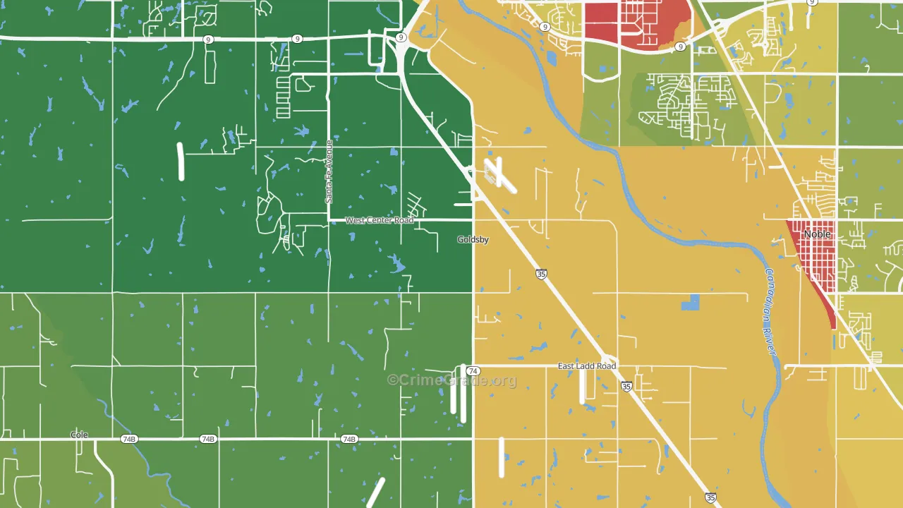 Goldsby, OK Map of Assault Rates