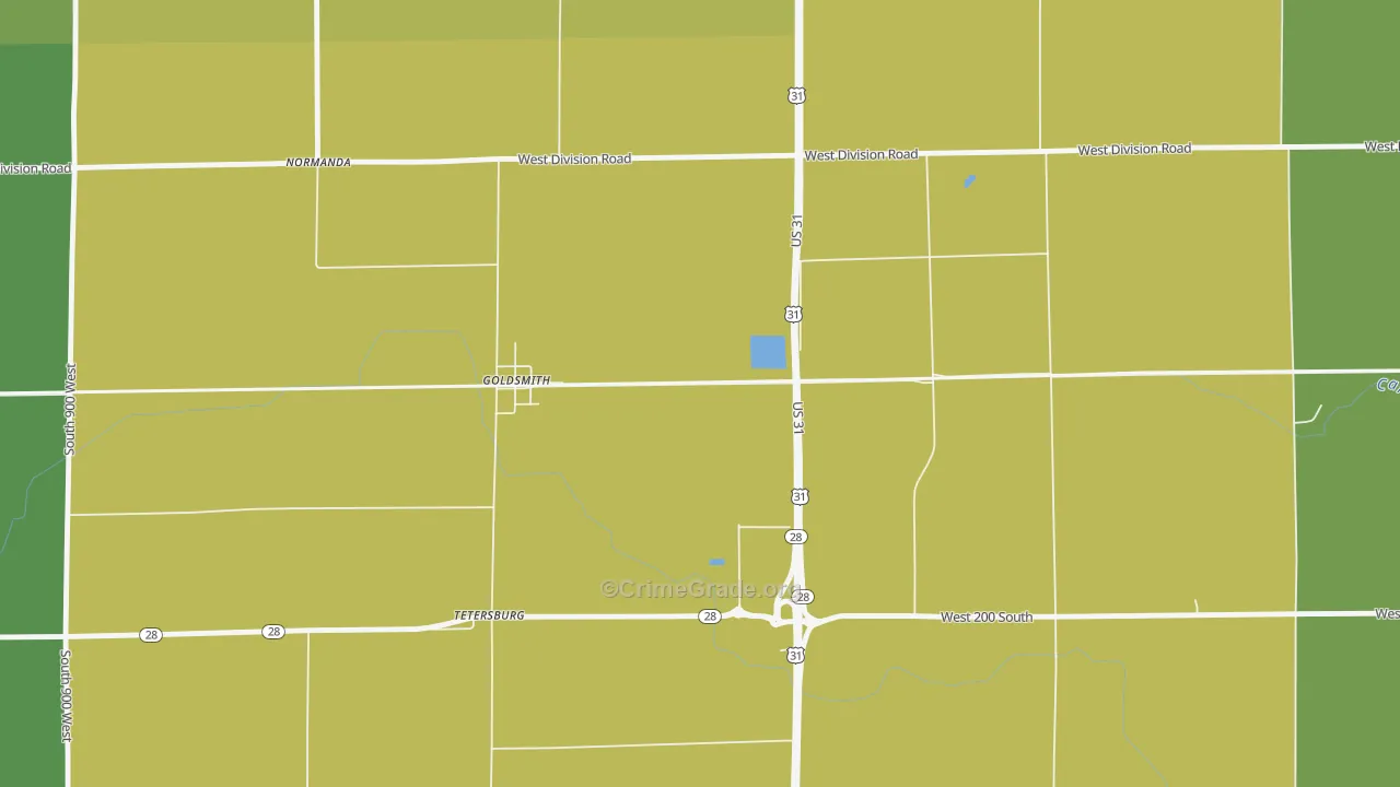 Goldsmith, IN Map of Assault Rates