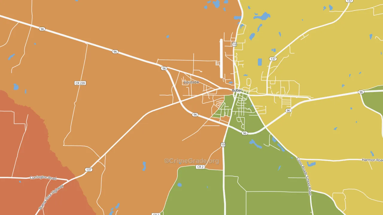 Goldson, GA Map of Assault Rates