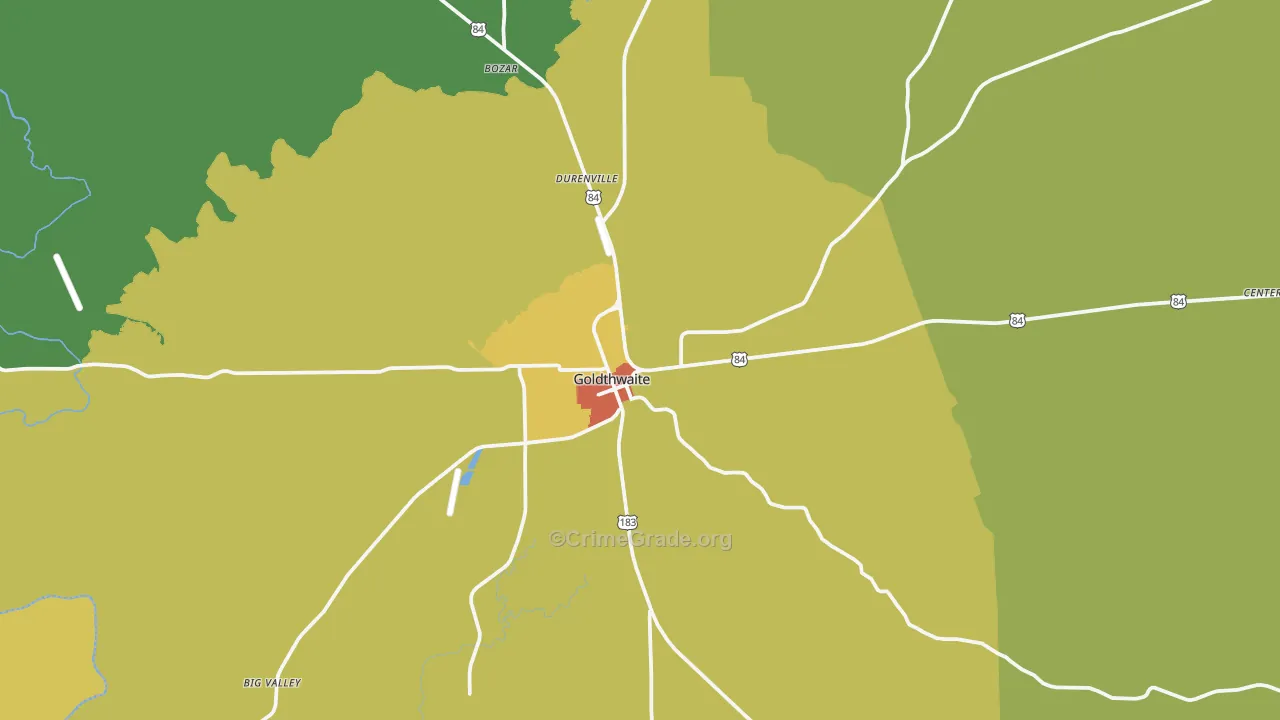 Goldthwaite, TX Map of Assault Rates
