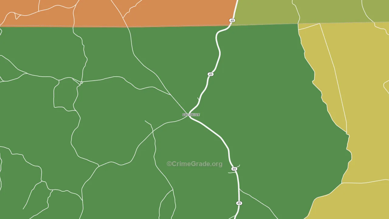 Goldville, AL Map of Assault Rates