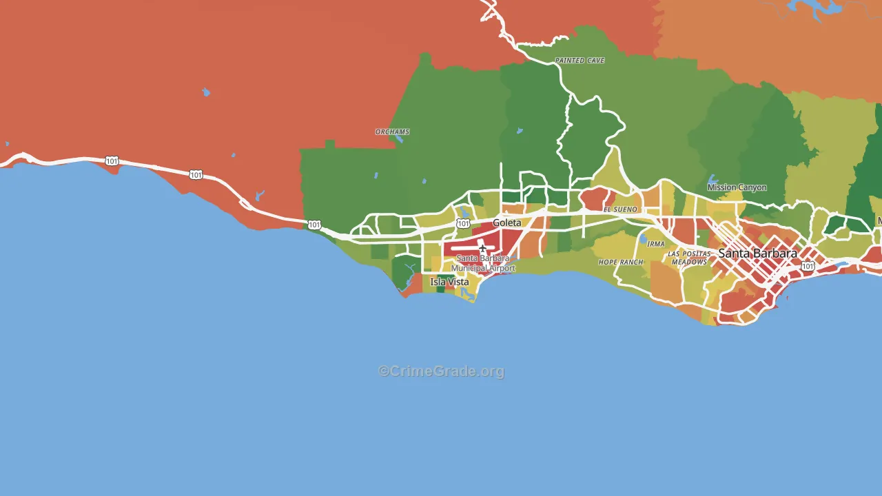 Goleta, CA Map of Assault Rates