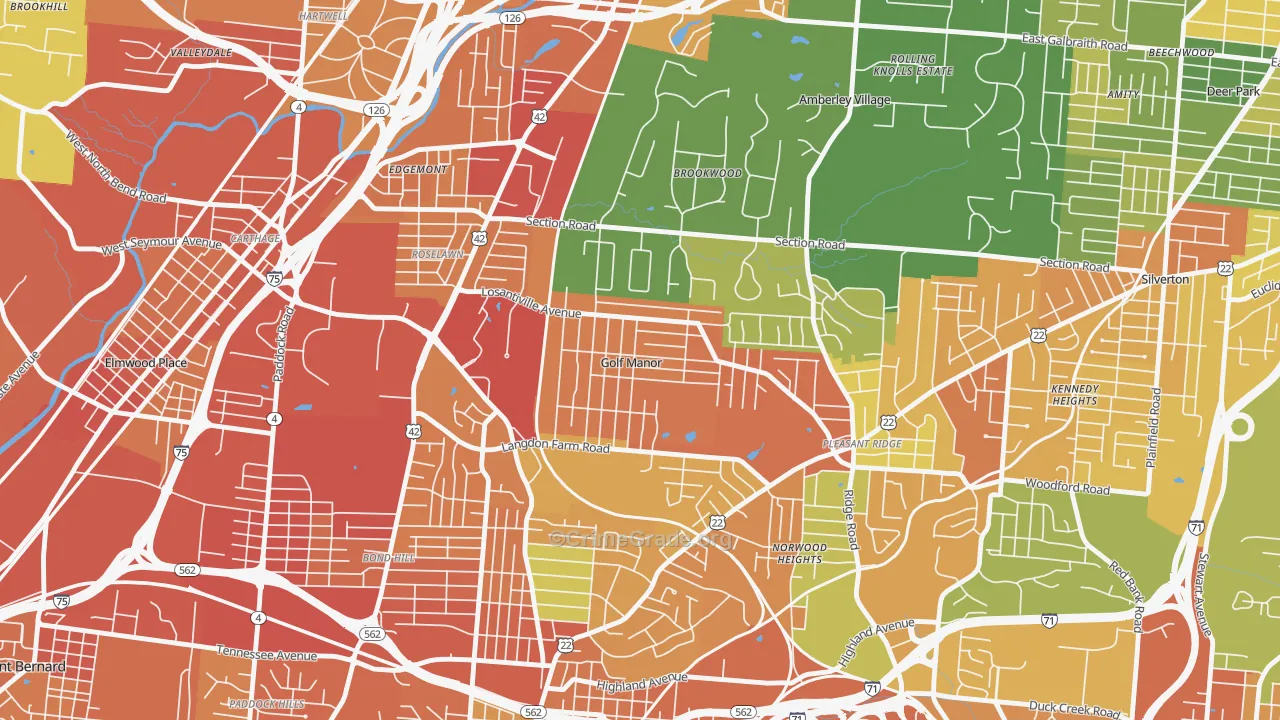 Golf Manor, OH Map of Assault Rates