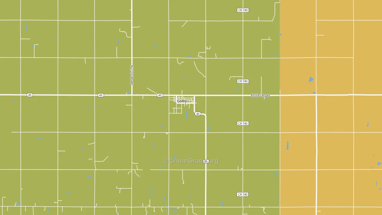 Goltry, OK Map of Assault Rates