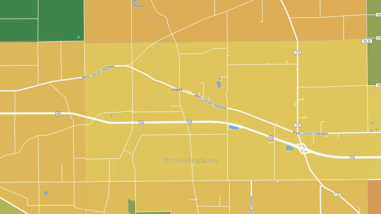 Gomer, OH Map of Assault Rates
