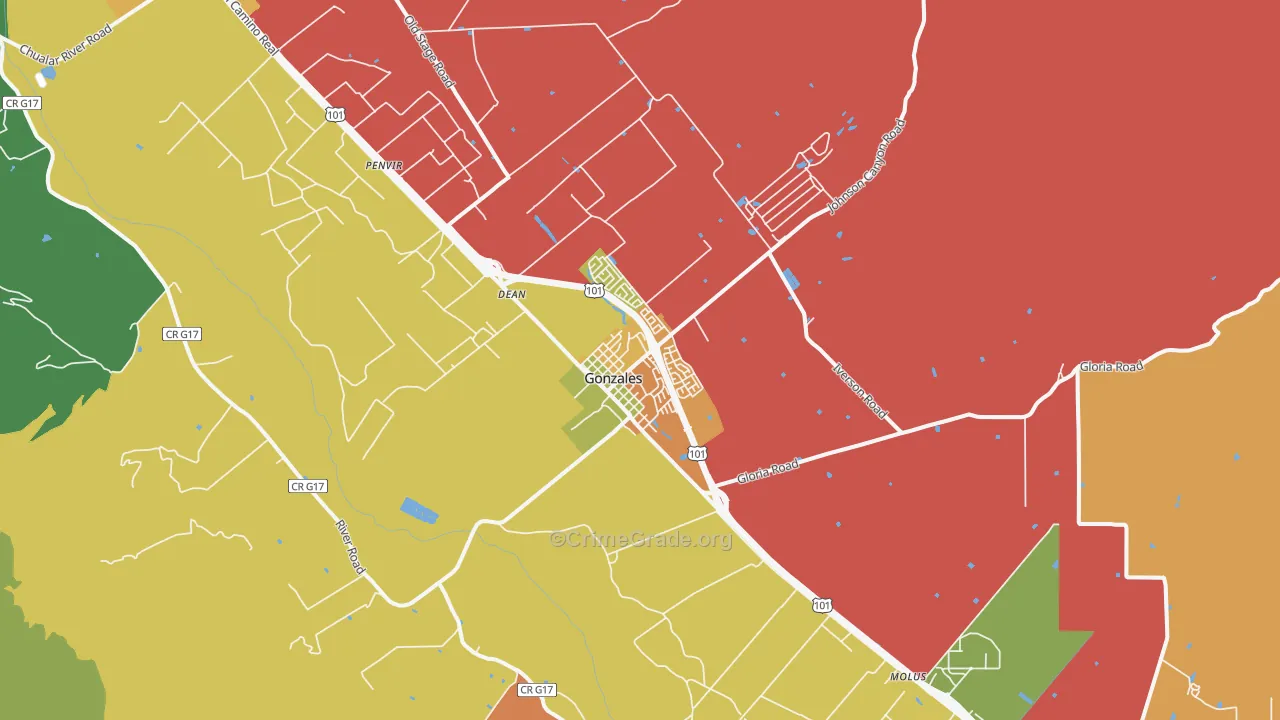 Gonzales, CA Map of Assault Rates