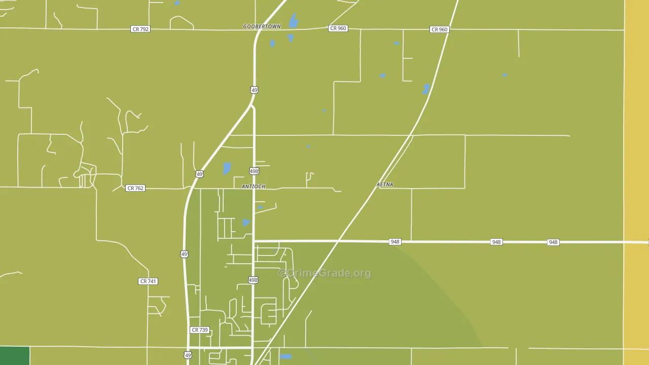 Goobertown, AR Map of Assault Rates