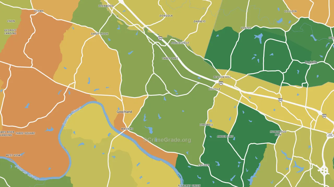 Goochland County, VA Map of Assault Rates