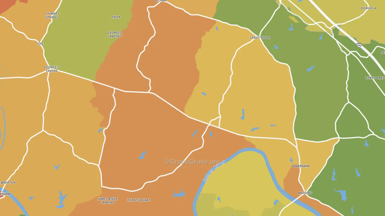 Goochland, VA Map of Assault Rates