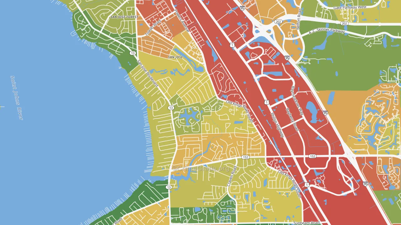 Goodby's Creek, Jacksonville, FL Map of Assault Rates