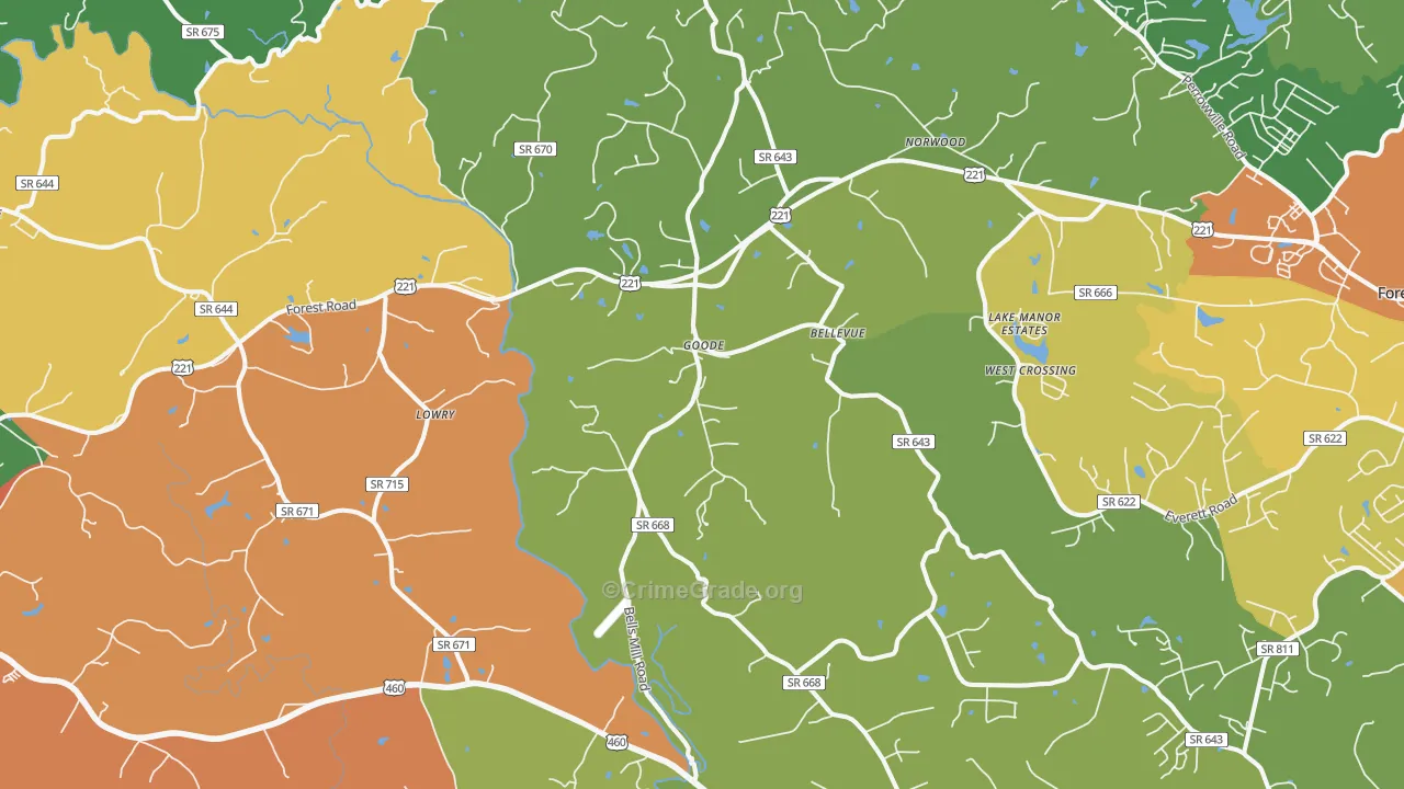 Goode, VA Map of Assault Rates