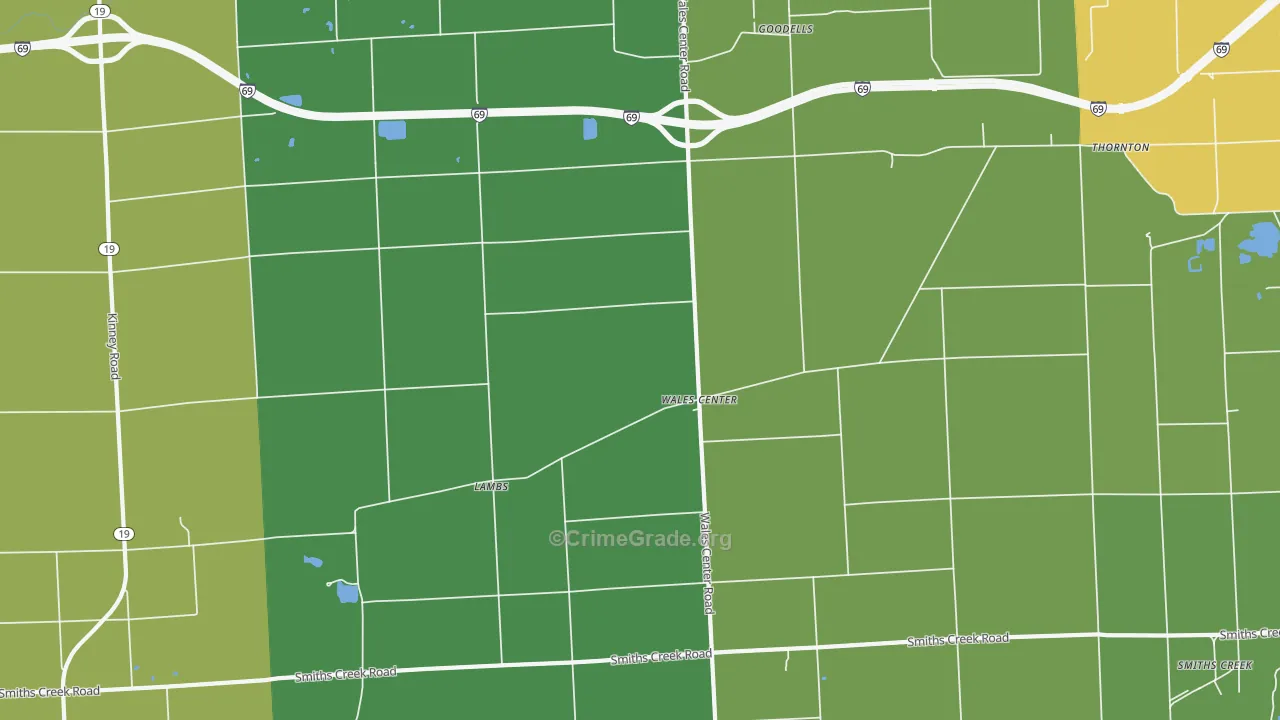Goodells, MI Map of Assault Rates