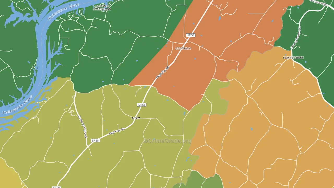 Goodfield, TN Map of Assault Rates