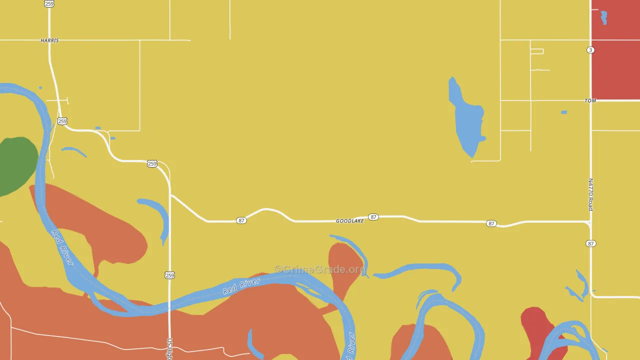 Goodlake, OK Map of Assault Rates