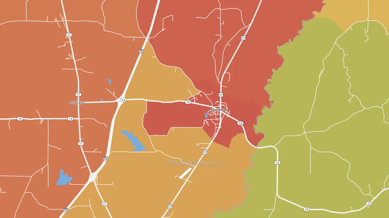 Goodman, MS Map of Assault Rates