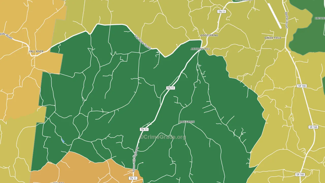 Goodspring, TN Map of Assault Rates