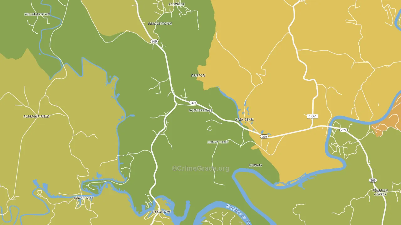 Goodsprings, AL Map of Assault Rates