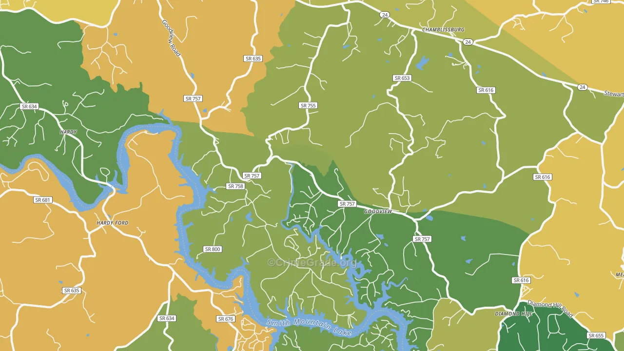 Goodview, VA Map of Assault Rates