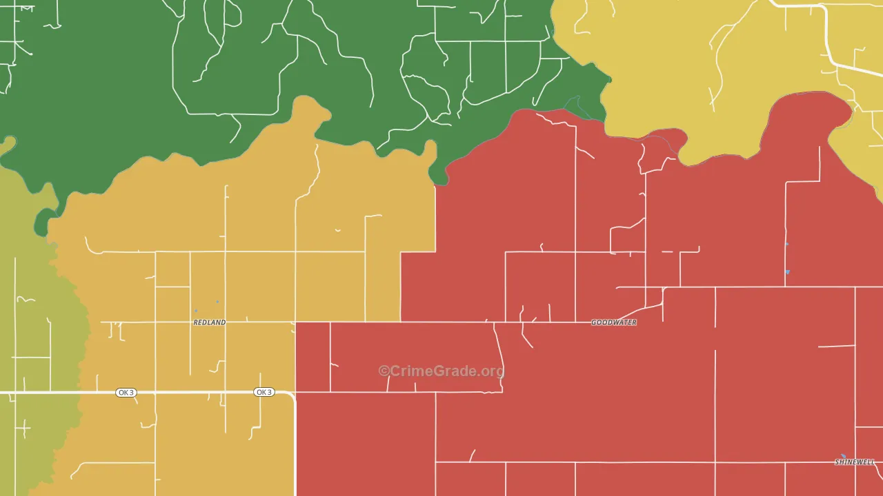 Goodwater, OK Map of Assault Rates