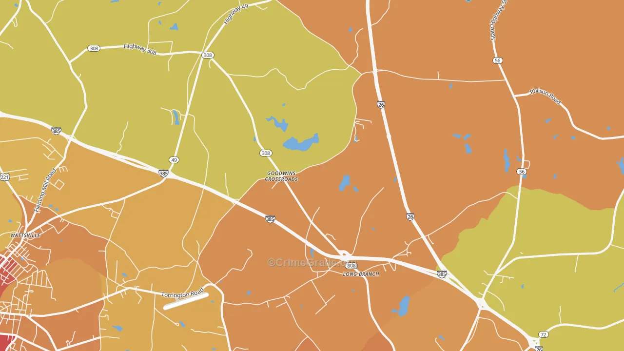 Goodwins Crossroads, SC Map of Assault Rates