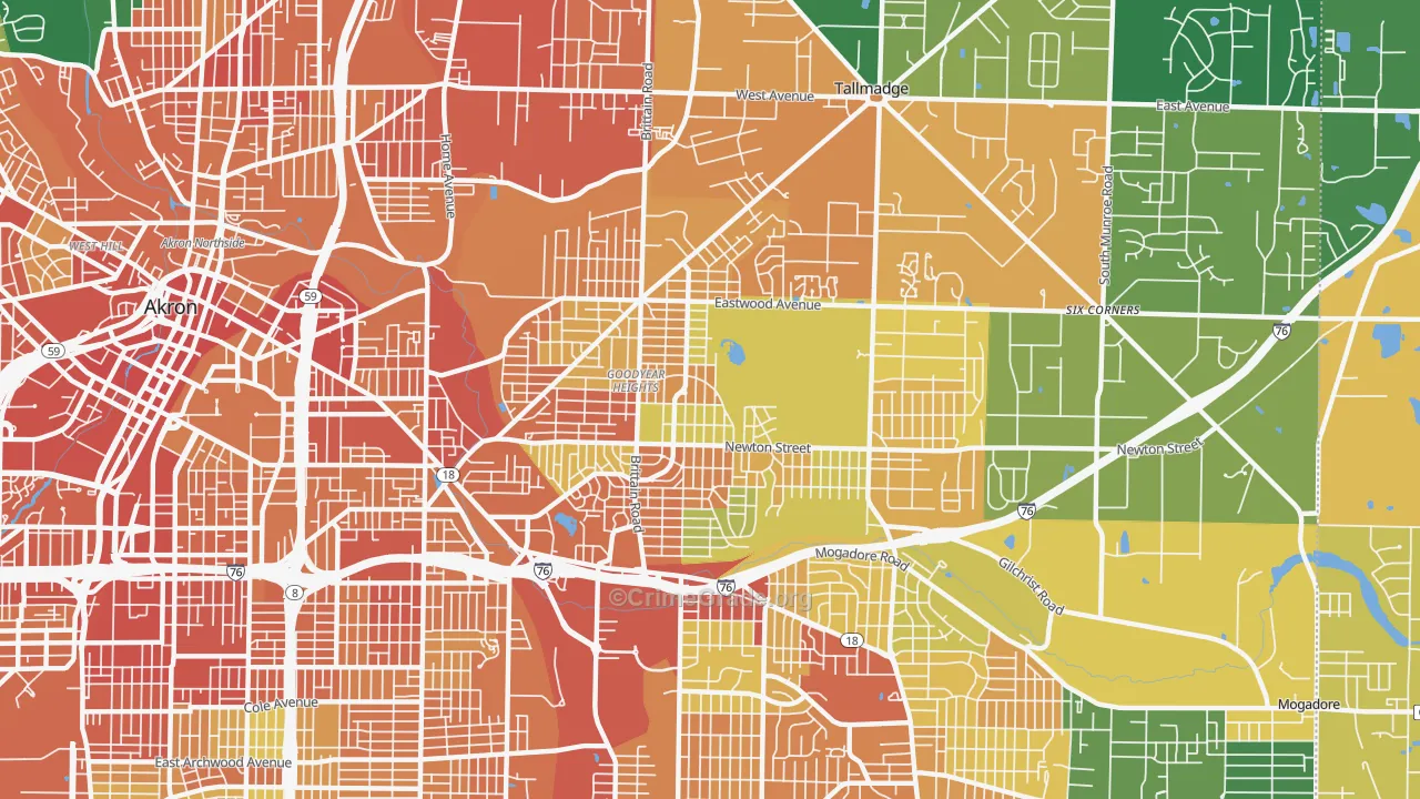 Goodyear Heights, Akron, OH Map of Assault Rates