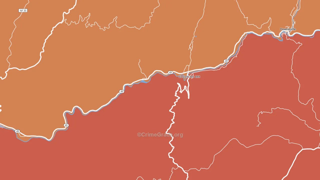 Goodyears Bar, CA Map of Assault Rates