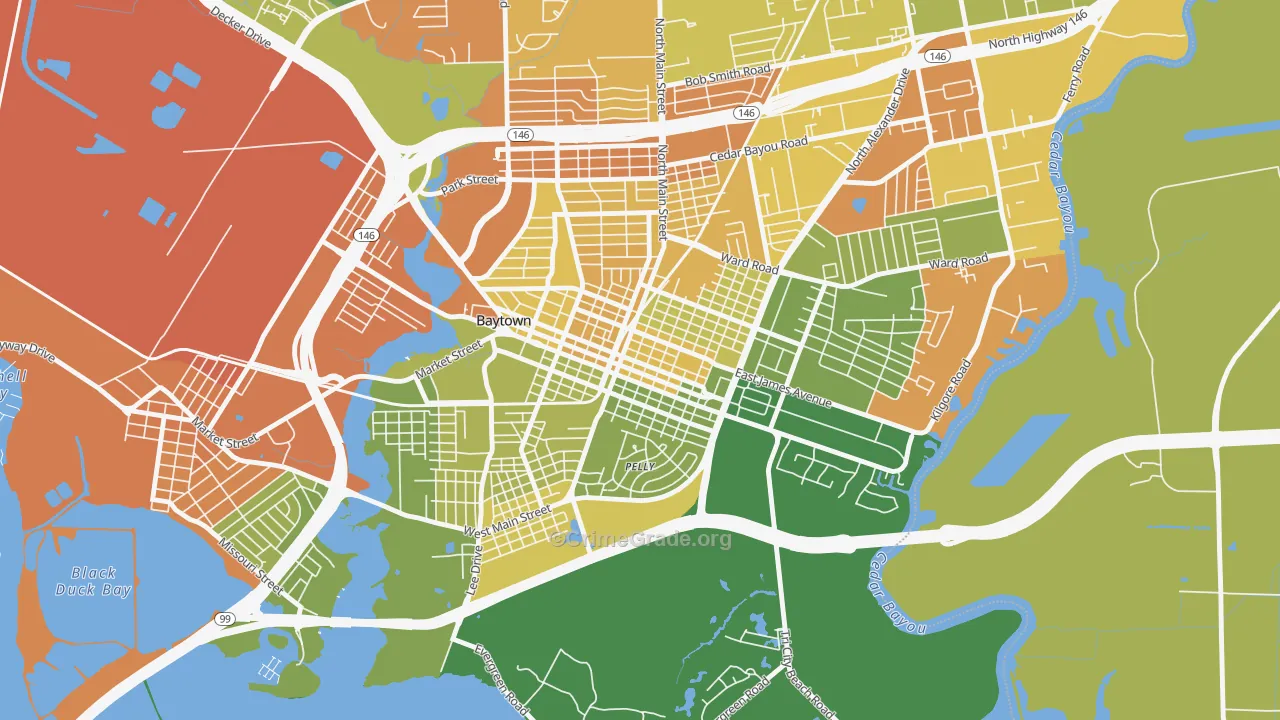 Goose Creek, Baytown, TX Map of Assault Rates