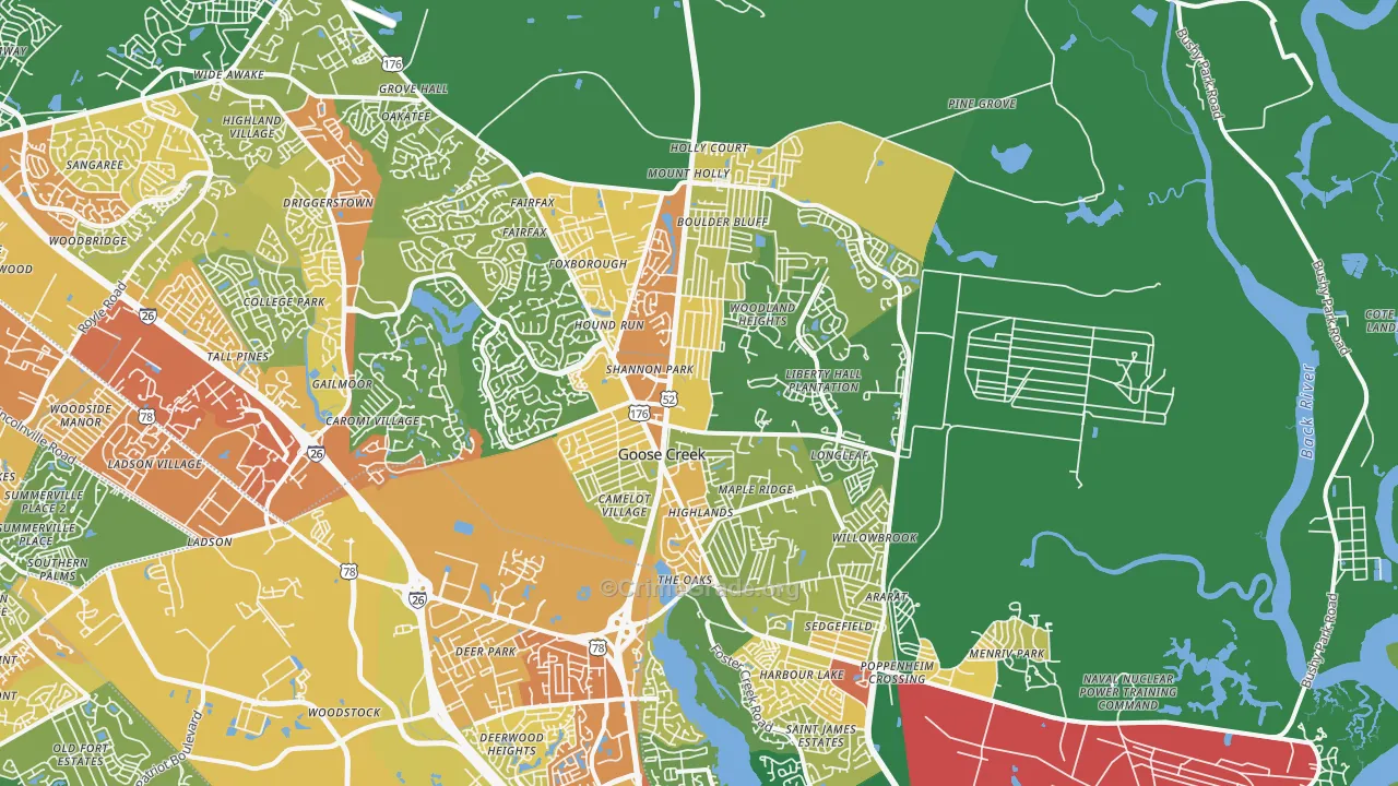 Goose Creek, SC Map of Assault Rates