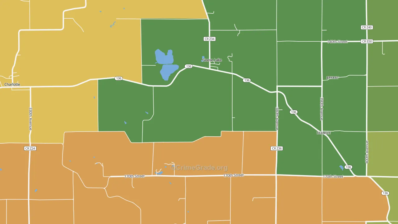 Goose Lake, IA Map of Assault Rates