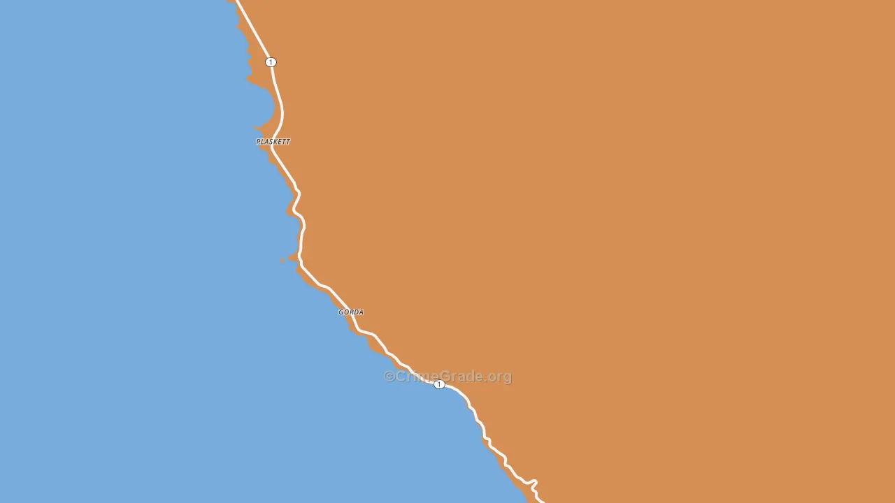 Gorda, CA Map of Assault Rates