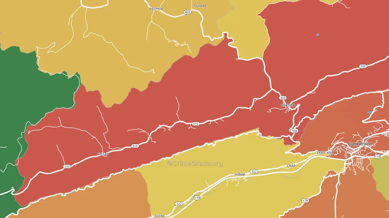 Gordon, KY Map of Assault Rates
