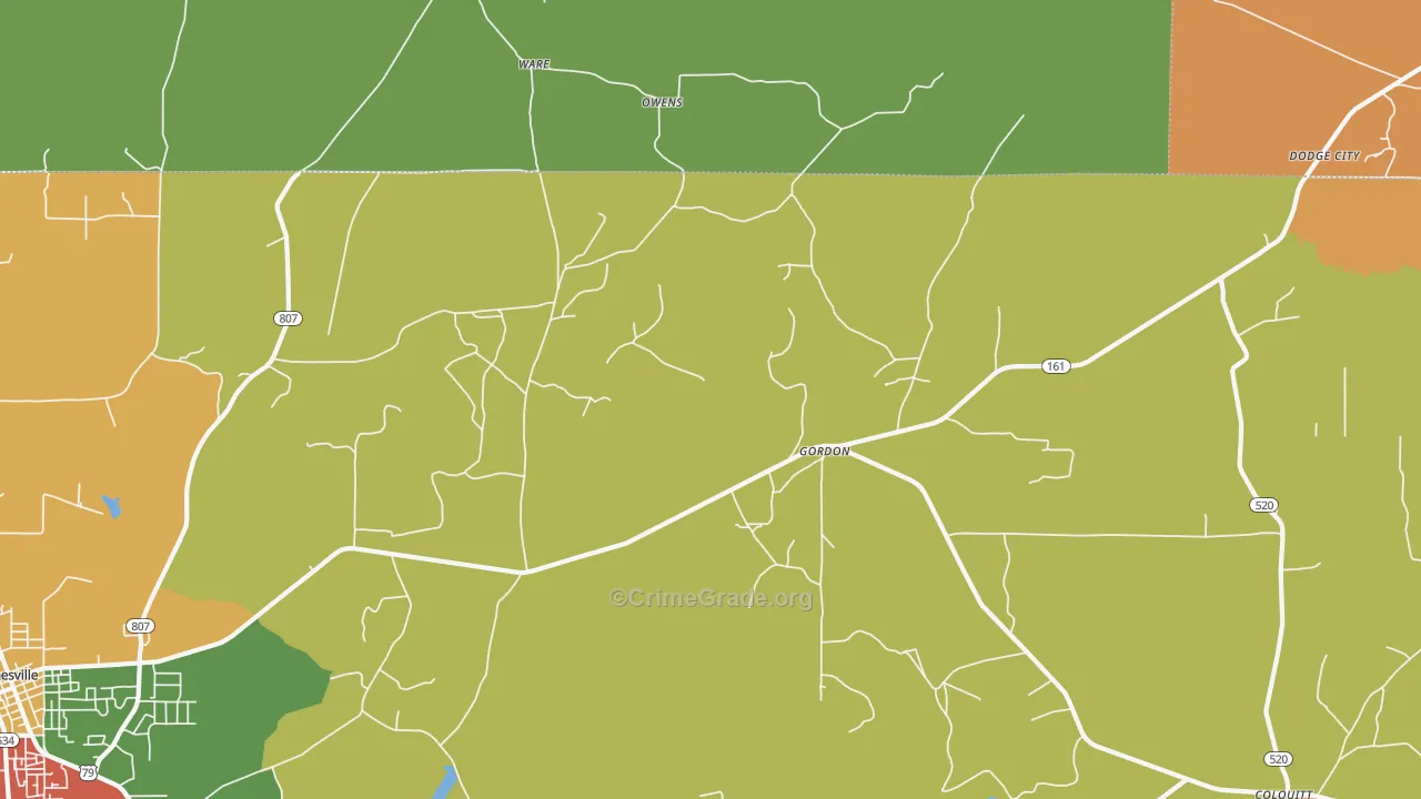 Gordon, LA Map of Assault Rates