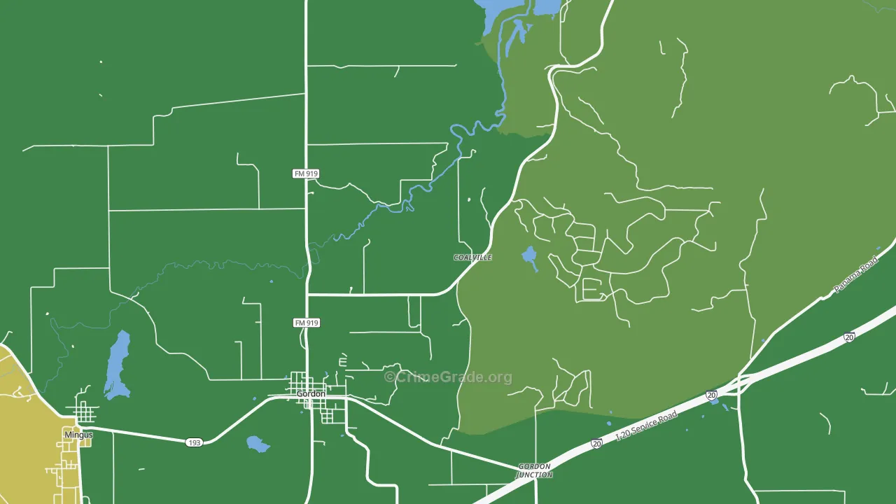 Gordon, TX Map of Assault Rates