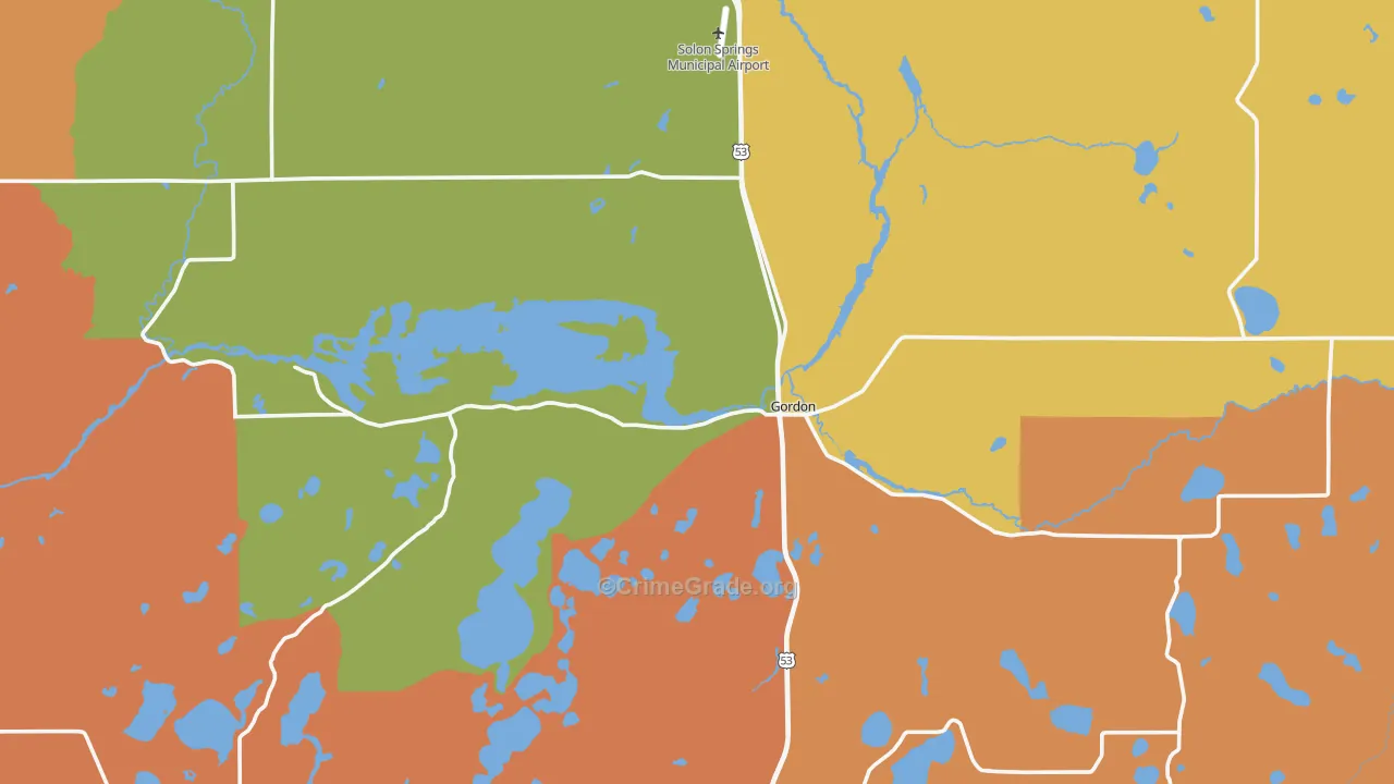 Gordon, WI Map of Assault Rates