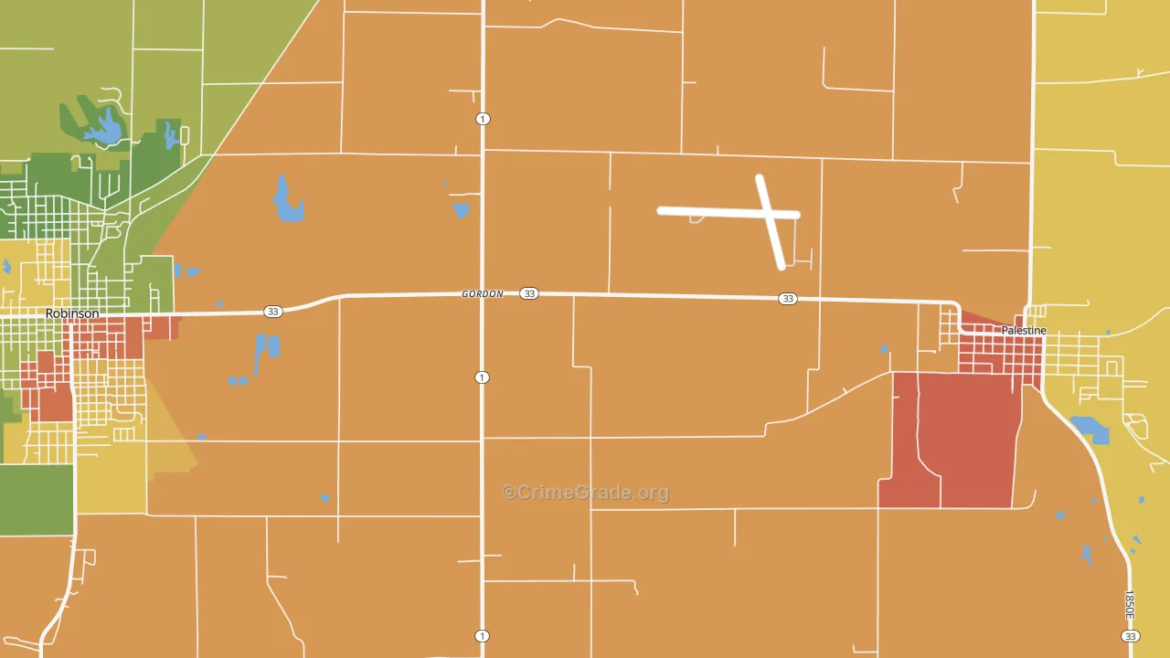 Gordons, IL Map of Assault Rates
