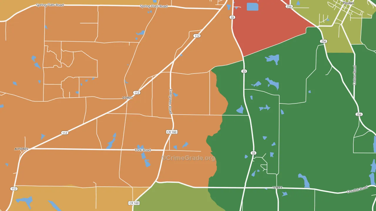 Gordy, GA Map of Assault Rates