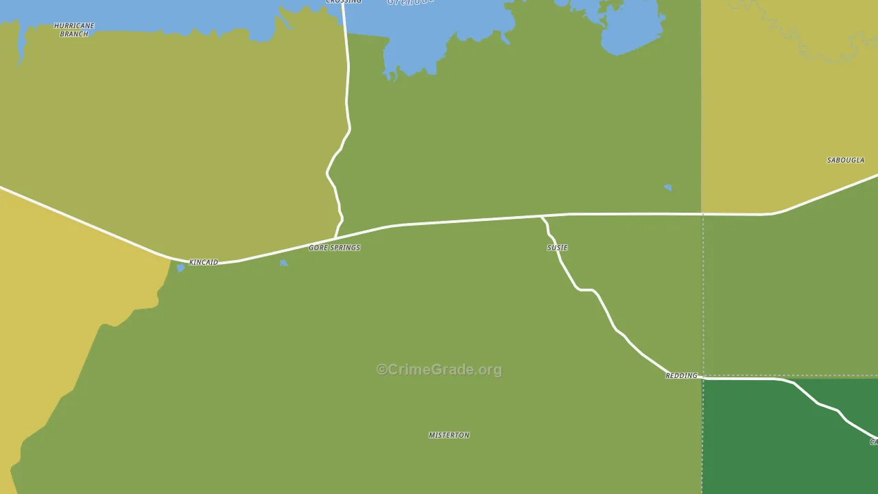 Gore Springs, MS Map of Assault Rates